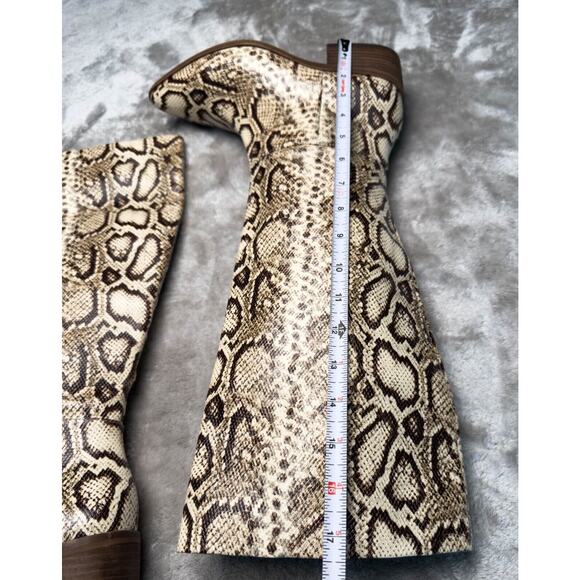 Vince Camuto BeaAnna Tan Leather Snake Print Knee High Boots Womens Size 7 - Picture 11 of 16